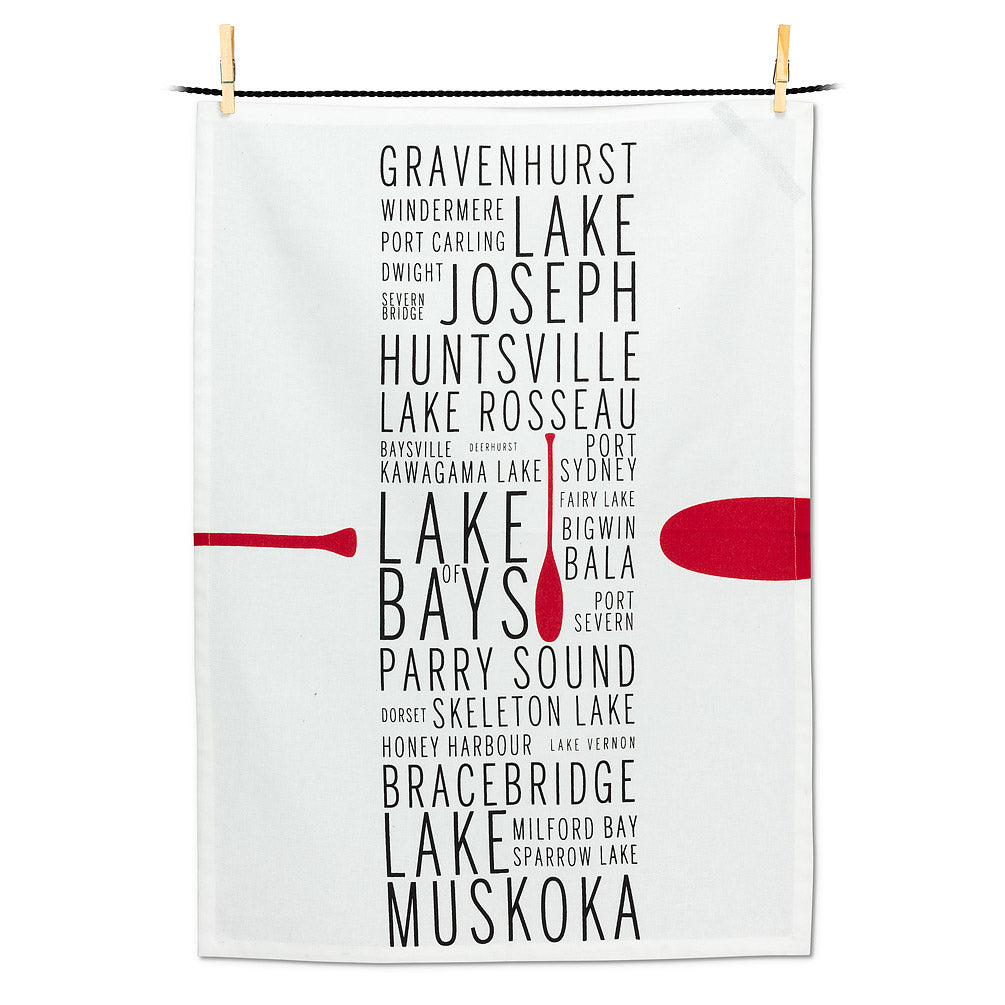 Cottage Lake Names Tea Towel