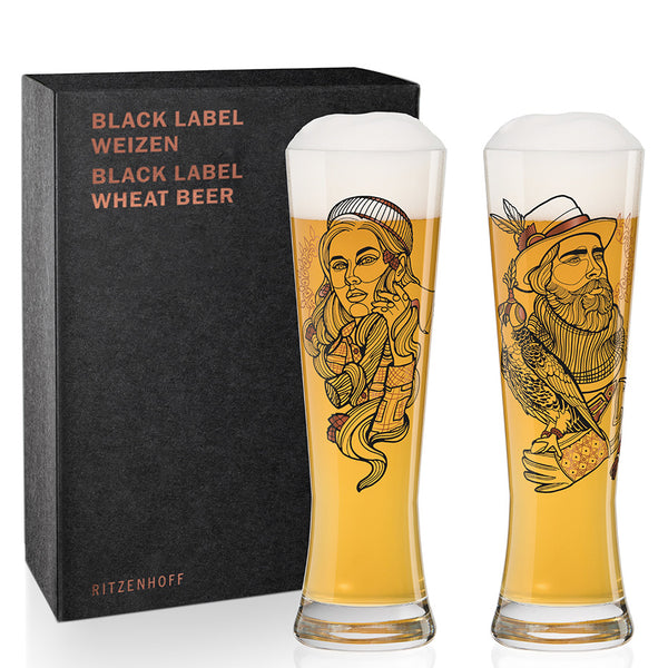 Ritzenhoff Black Label Beer Falconer & Female Lumberjack Set of 2
