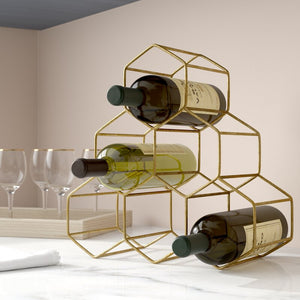 Gold Honeycomb Wine Rack