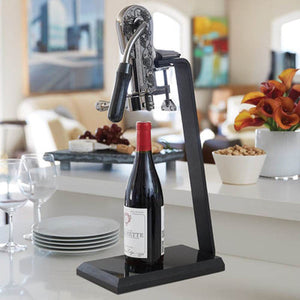 Vintage Replica Pewter Corkscrew on a Marble Stand
